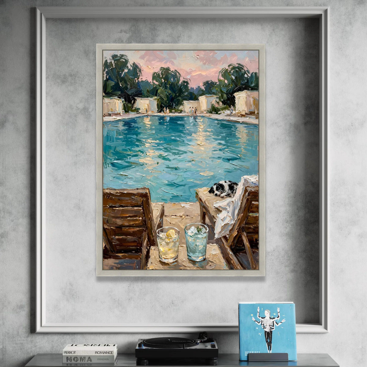 David Hockney Poolside View Canvas Wall Art, Summer Leisure Scene, Modern Impressionist Home Decor, Relaxing Outdoor Canvas Print Art