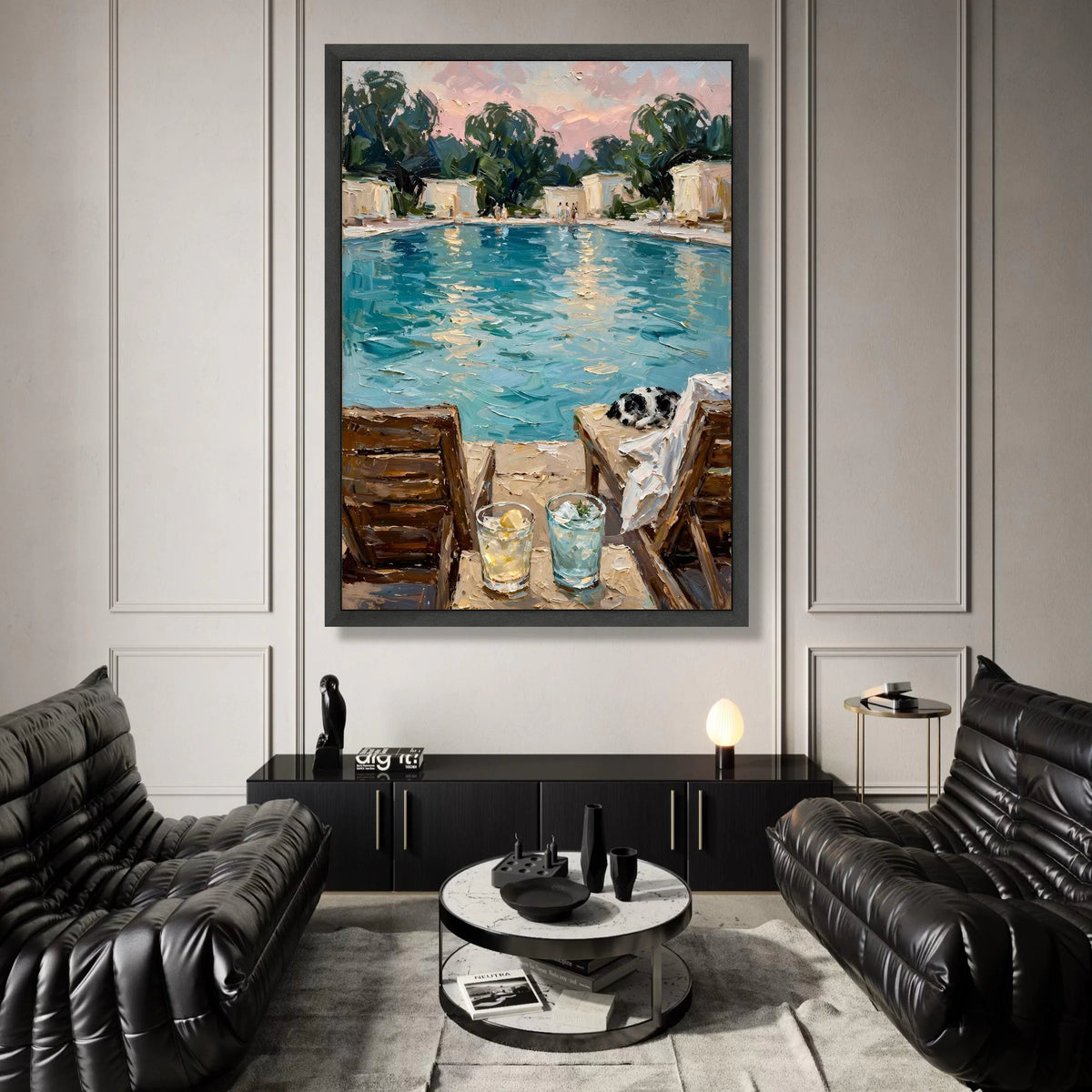 David Hockney Poolside View Canvas Wall Art, Summer Leisure Scene, Modern Impressionist Home Decor, Relaxing Outdoor Canvas Print Art