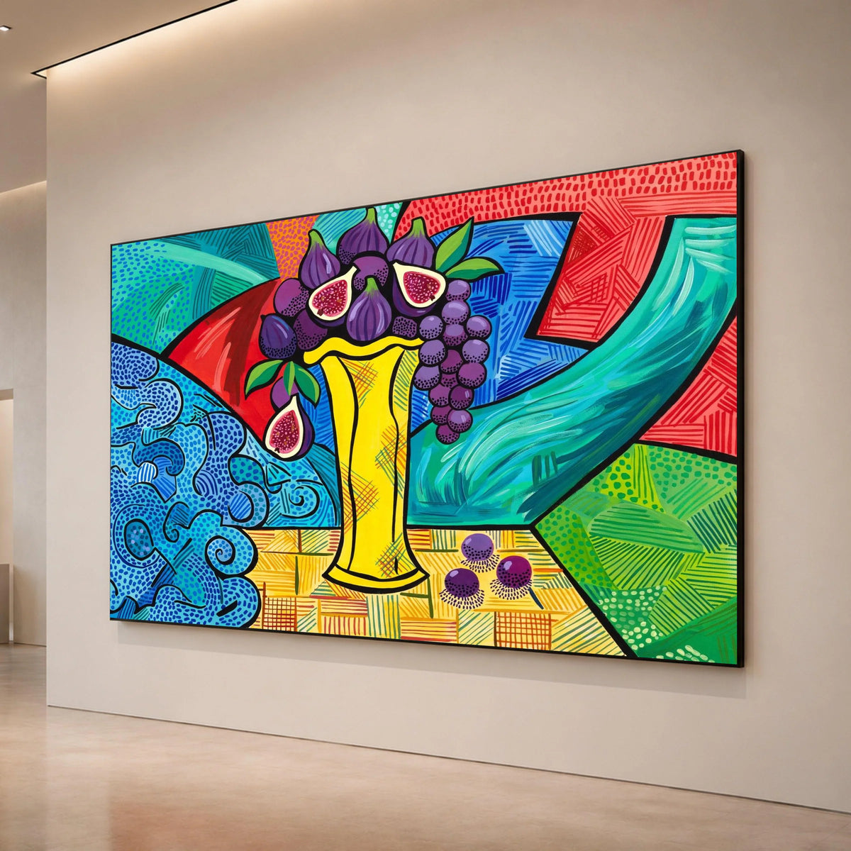 David Hockney Colorful Still Life Canvas, Bold Fruit Vase Wall Art, Modern Pop Art Home Decoration Canvas Print Art