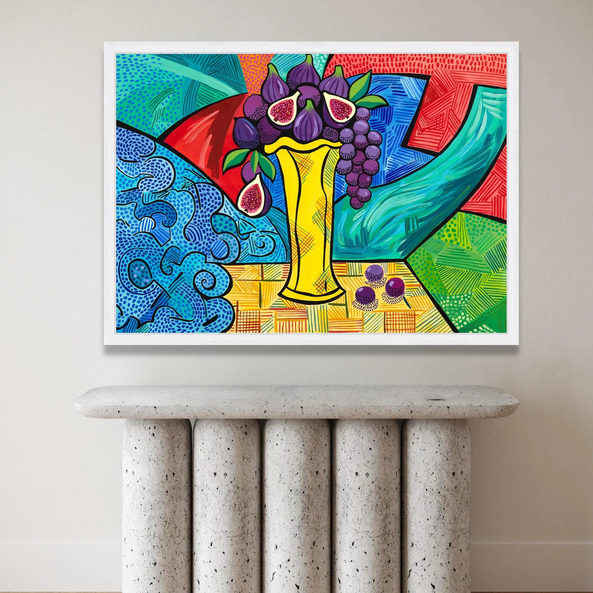 David Hockney Colorful Still Life Canvas, Bold Fruit Vase Wall Art, Modern Pop Art Home Decoration Canvas Print Art