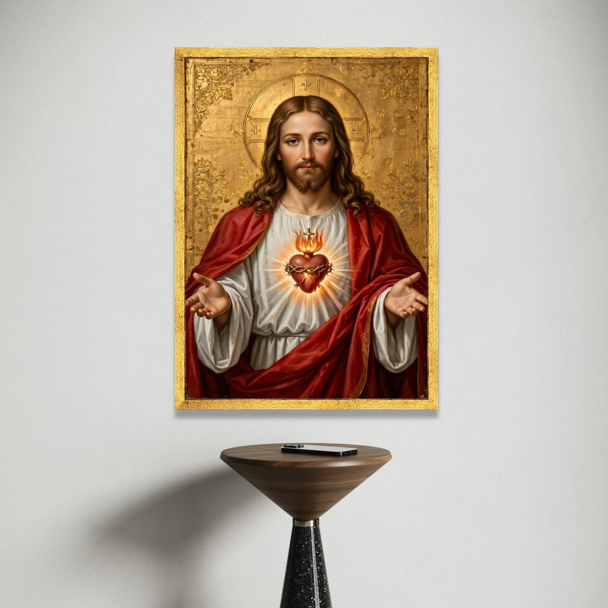 Sacred Heart of Jesus Canvas Wall Art, Religious Christian Portrait, Spiritual Home Decor, Catholic Divine Love Painting, Canvas Print Art