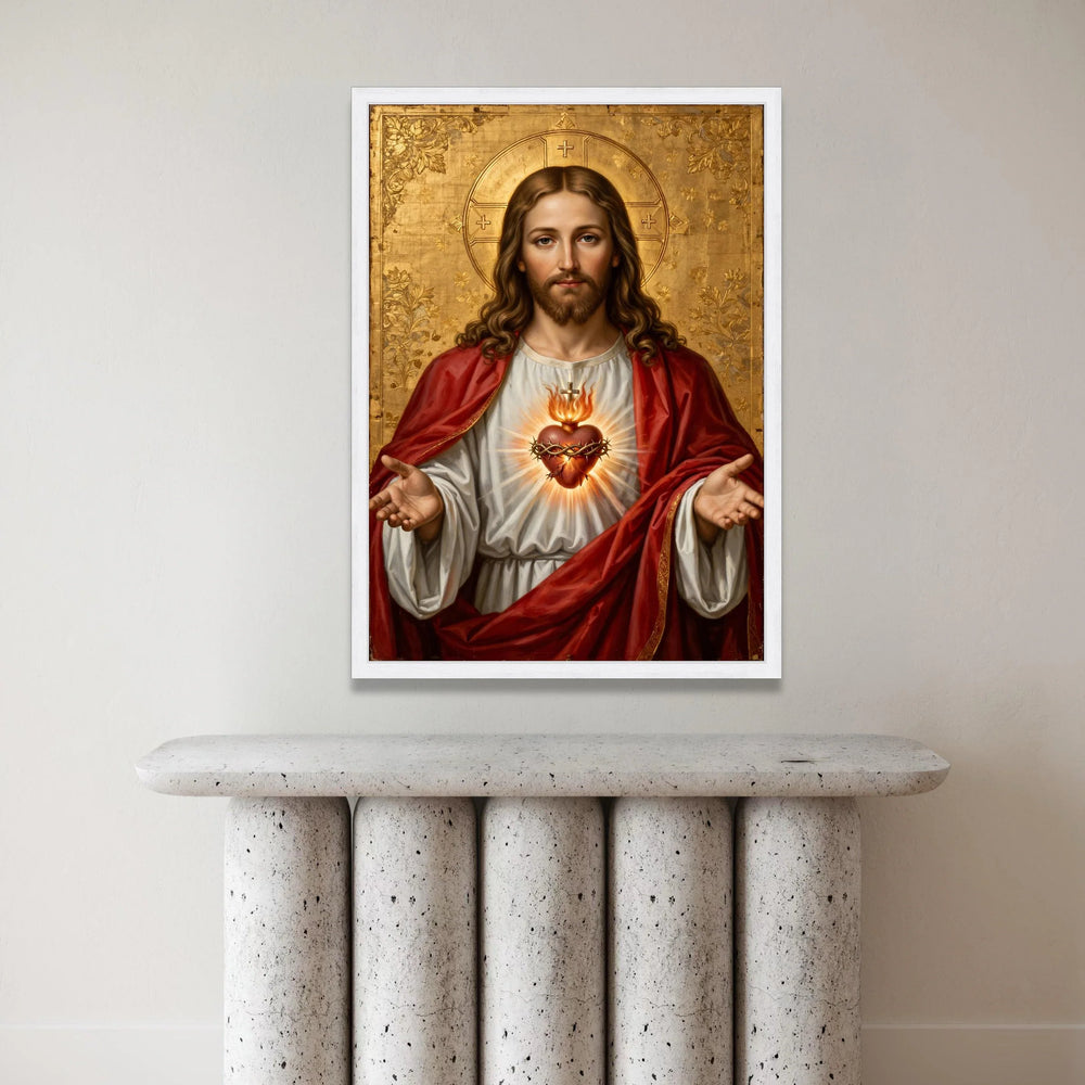 Sacred Heart of Jesus Canvas Wall Art, Religious Christian Portrait, Spiritual Home Decor, Catholic Divine Love Painting, Canvas Print Art