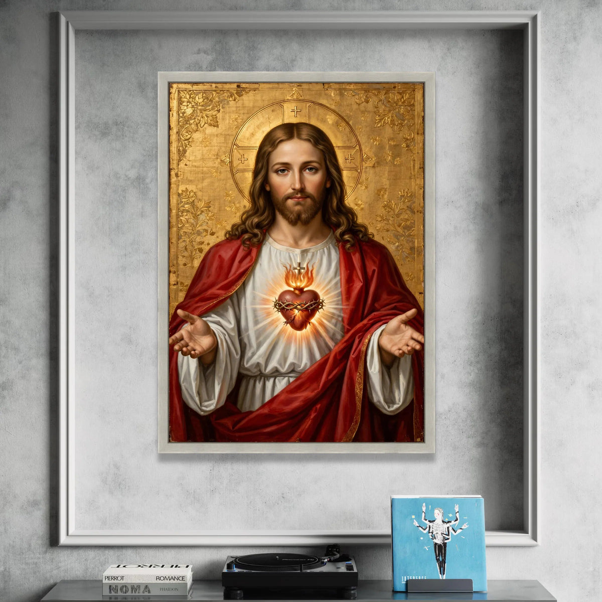 Sacred Heart of Jesus Canvas Wall Art, Religious Christian Portrait, Spiritual Home Decor, Catholic Divine Love Painting, Canvas Print Art