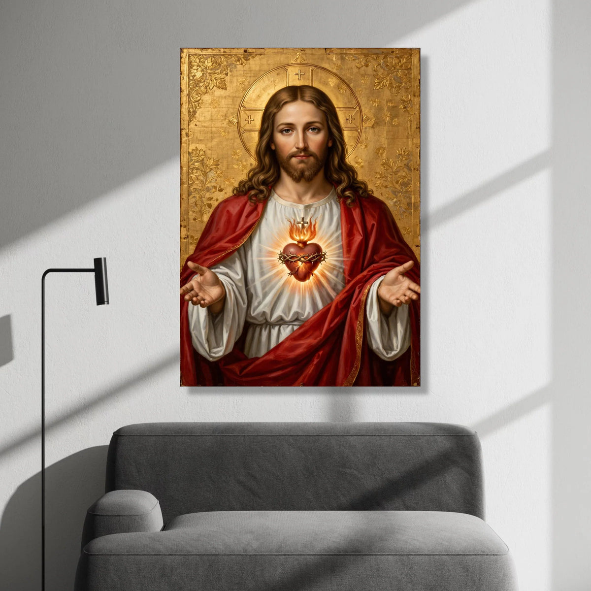 Sacred Heart of Jesus Canvas Wall Art, Religious Christian Portrait, Spiritual Home Decor, Catholic Divine Love Painting, Canvas Print Art