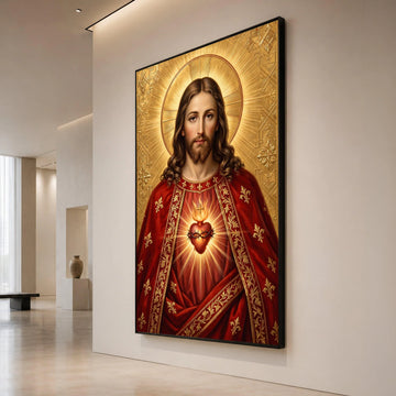 Sacred Heart of Jesus Canvas Wall Art, Religious Christian Painting, Spiritual Home Decor, Inspirational Catholic Canvas, Canvas Print Art