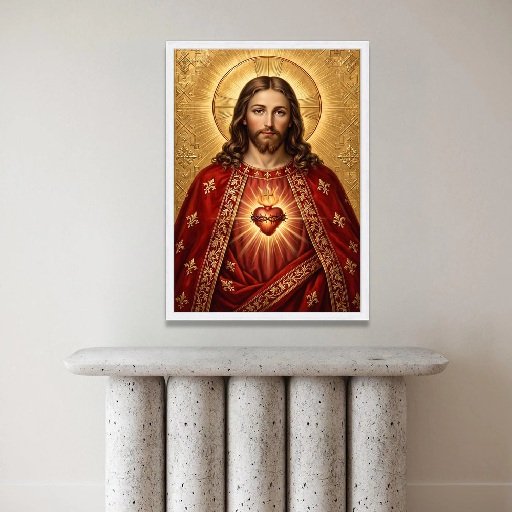 Sacred Heart of Jesus Canvas Wall Art, Religious Christian Painting, Spiritual Home Decor, Inspirational Catholic Canvas, Canvas Print Art