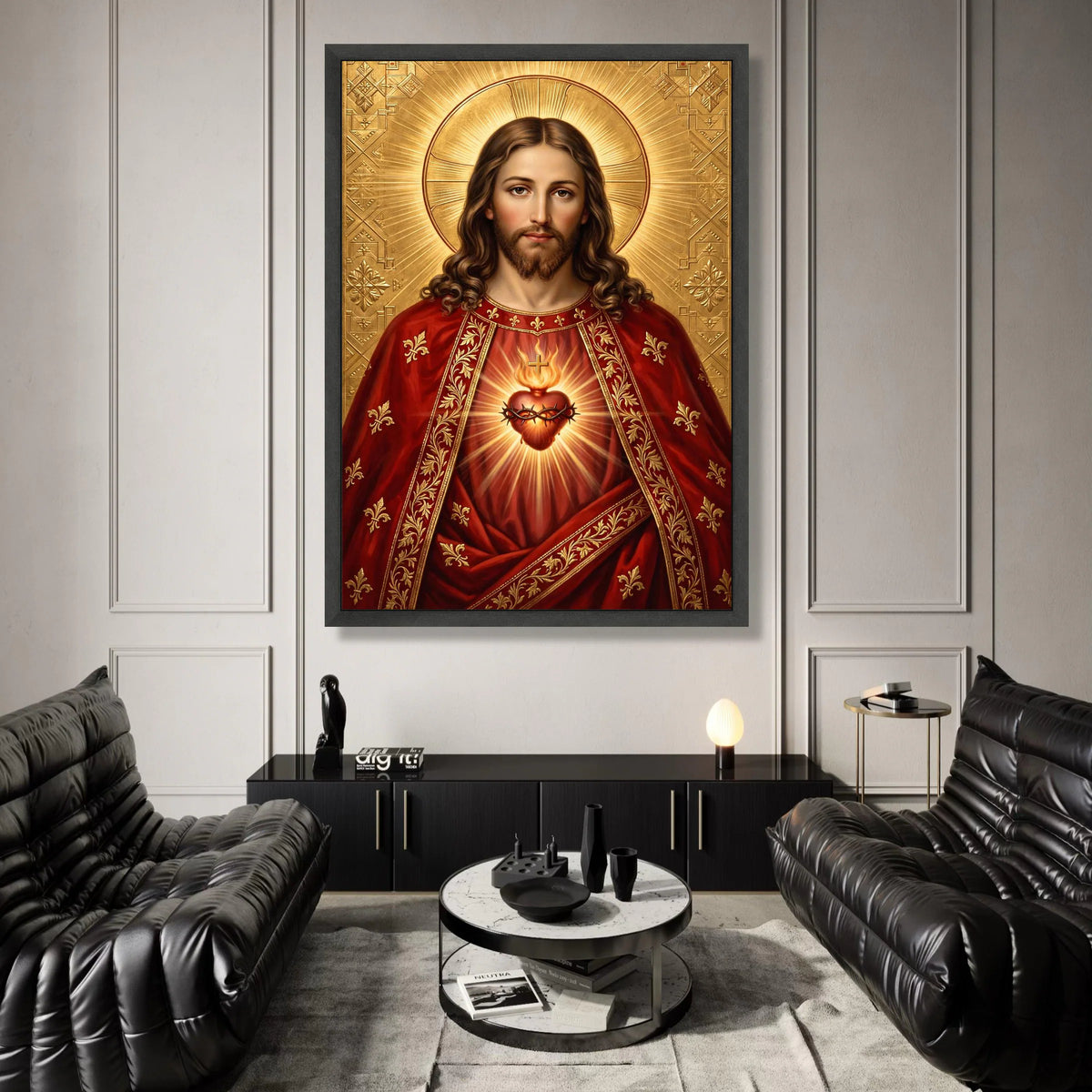 Sacred Heart of Jesus Canvas Wall Art, Religious Christian Painting, Spiritual Home Decor, Inspirational Catholic Canvas, Canvas Print Art