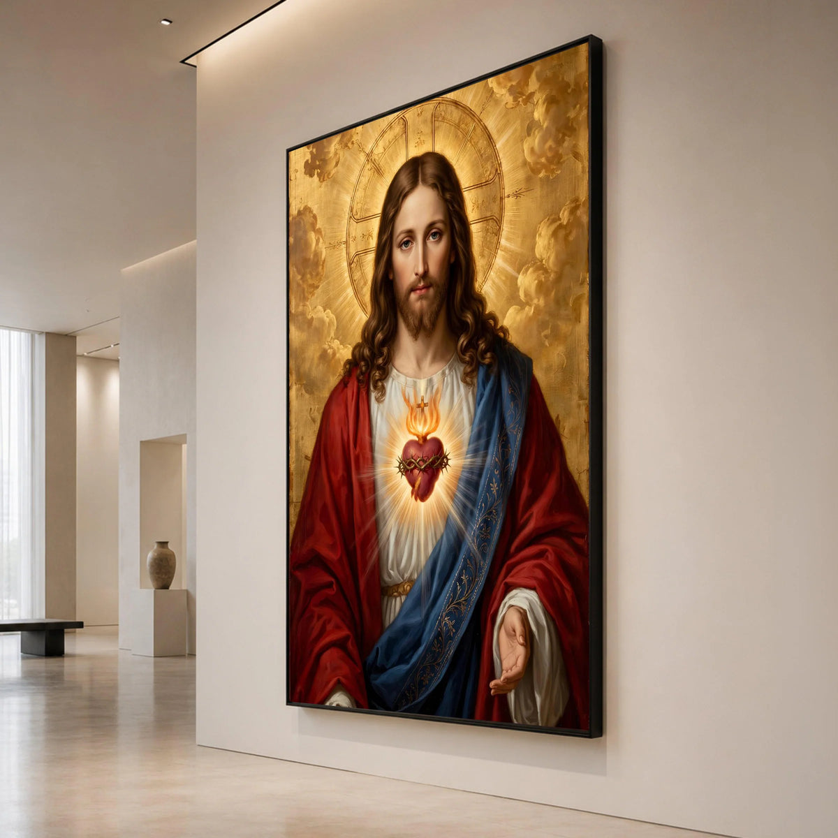 Sacred Heart of Jesus Canvas Wall Art, Religious Christian Portrait, Spiritual Home Decoration, Devotional Prayer Art, Canvas Print Art