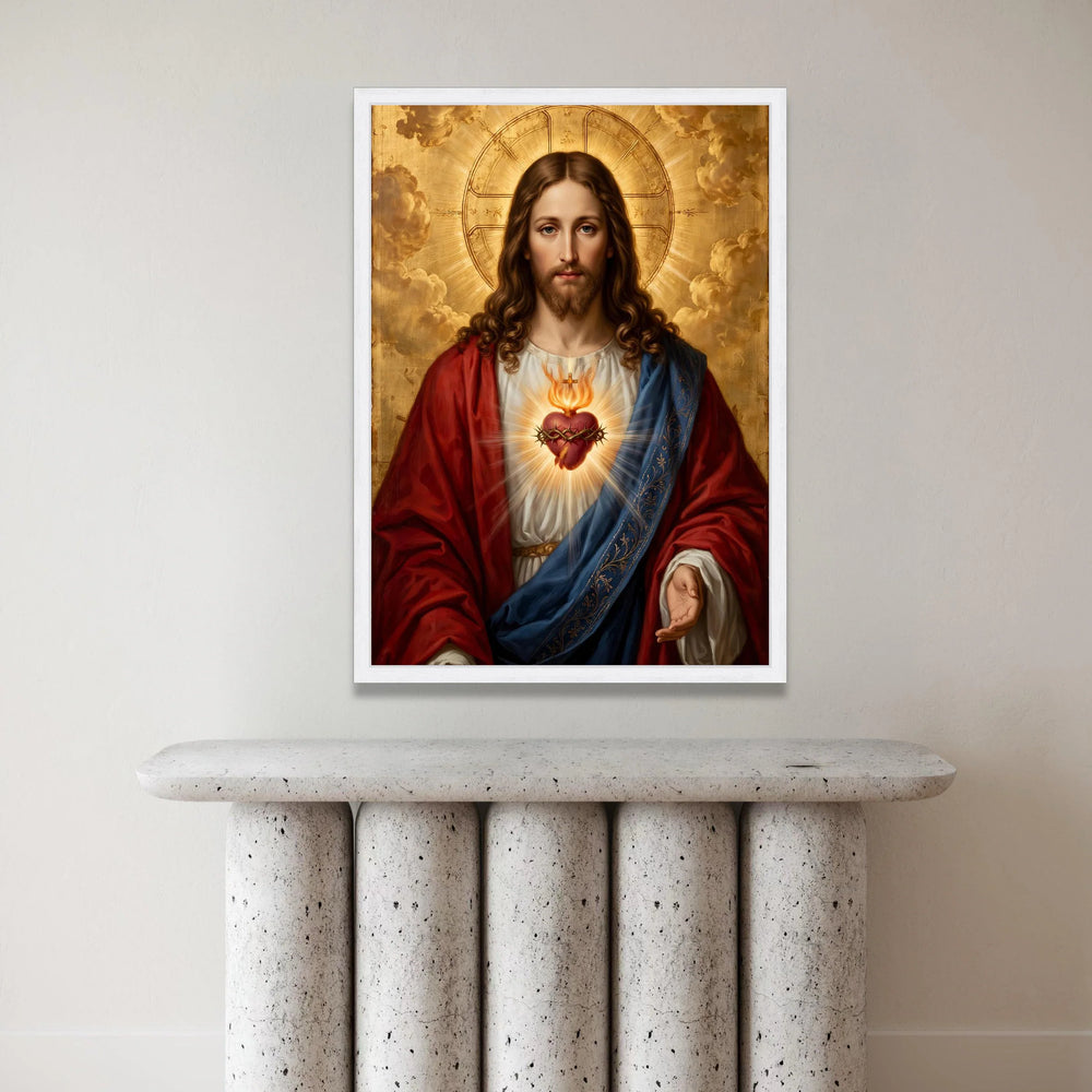 Sacred Heart of Jesus Canvas Wall Art, Religious Christian Portrait, Spiritual Home Decoration, Devotional Prayer Art, Canvas Print Art