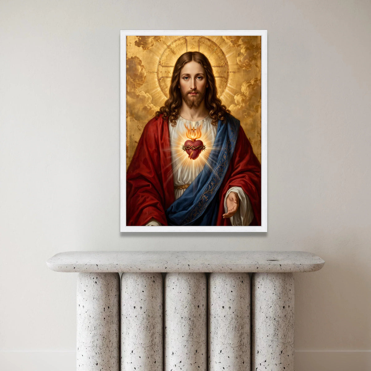 Sacred Heart of Jesus Canvas Wall Art, Religious Christian Portrait, Spiritual Home Decoration, Devotional Prayer Art, Canvas Print Art