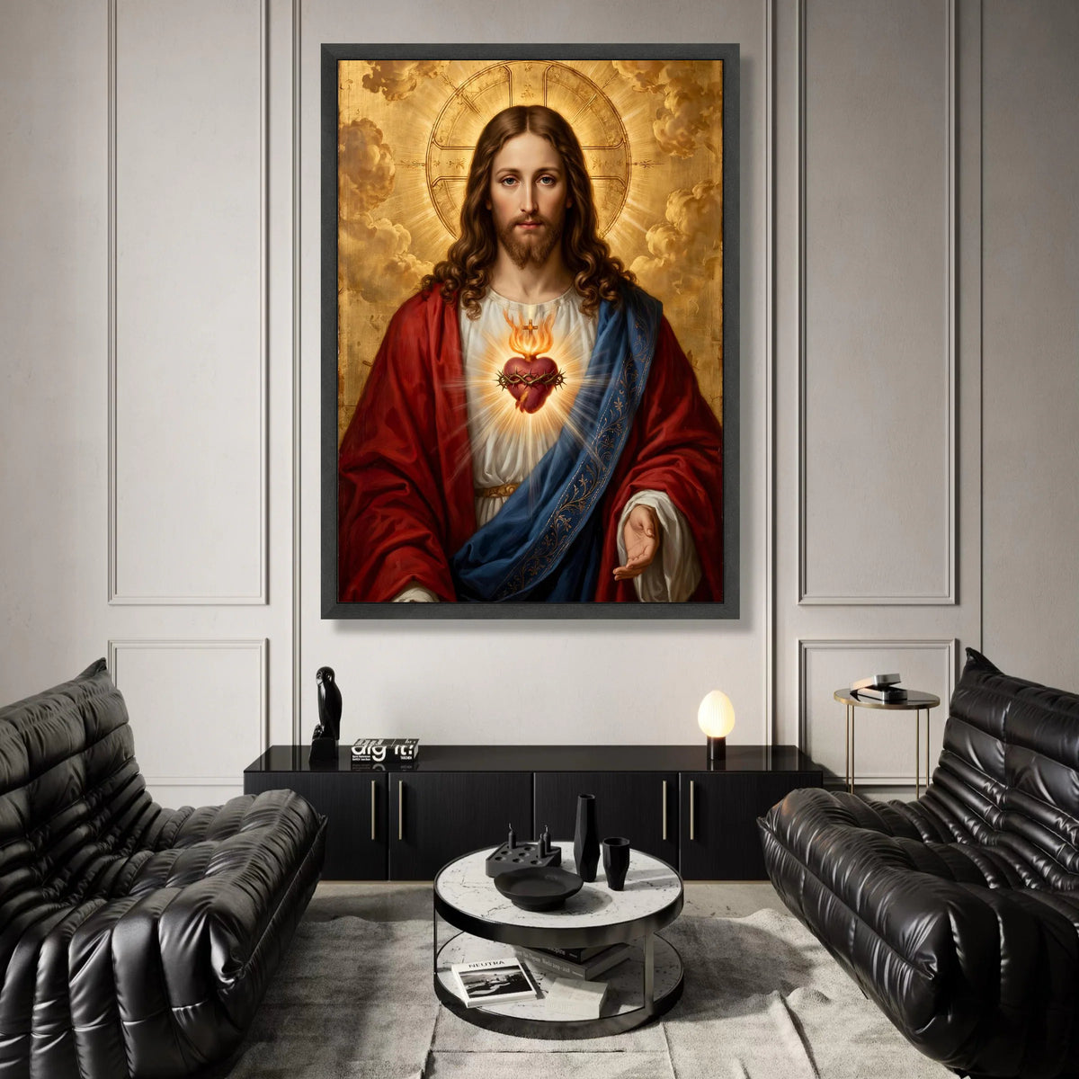 Sacred Heart of Jesus Canvas Wall Art, Religious Christian Portrait, Spiritual Home Decoration, Devotional Prayer Art, Canvas Print Art