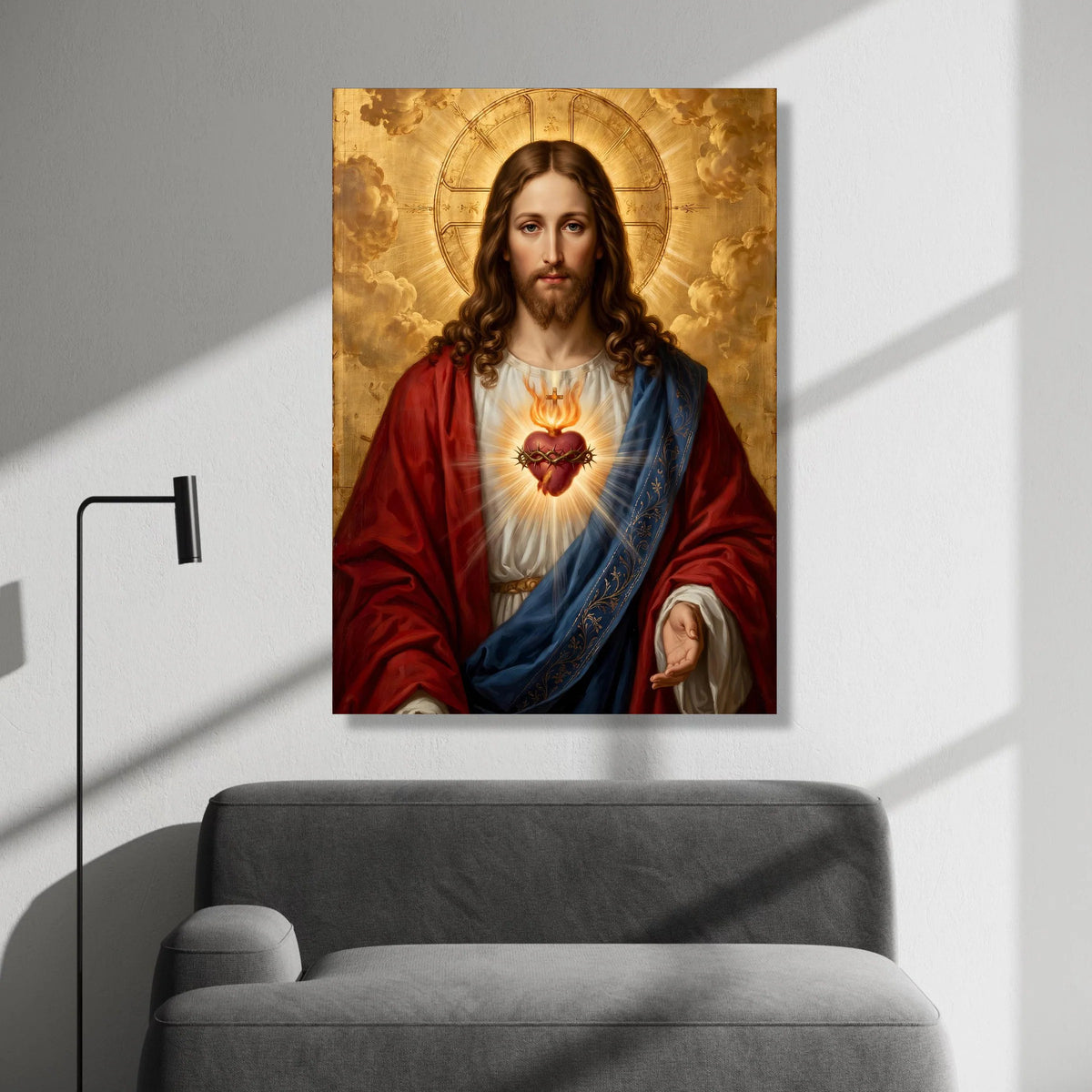 Sacred Heart of Jesus Canvas Wall Art, Religious Christian Portrait, Spiritual Home Decoration, Devotional Prayer Art, Canvas Print Art