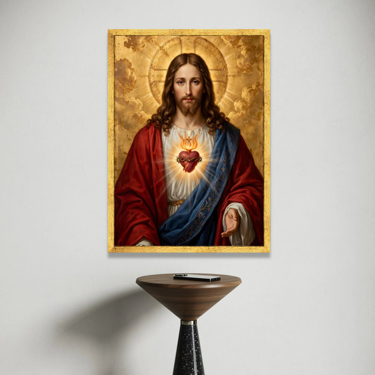 Sacred Heart of Jesus Canvas Wall Art, Religious Christian Portrait, Spiritual Home Decoration, Devotional Prayer Art, Canvas Print Art