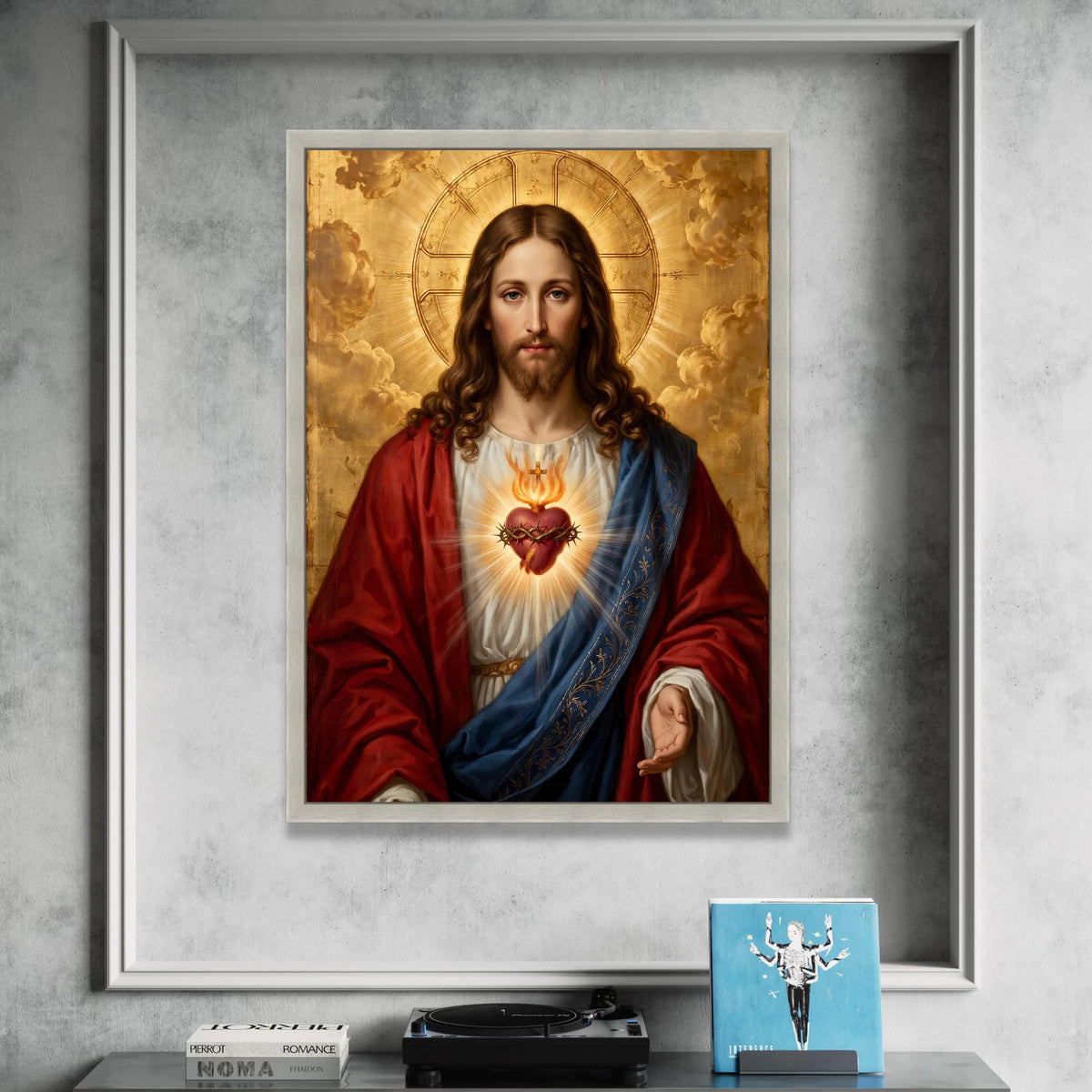 Sacred Heart of Jesus Canvas Wall Art, Religious Christian Portrait, Spiritual Home Decoration, Devotional Prayer Art, Canvas Print Art