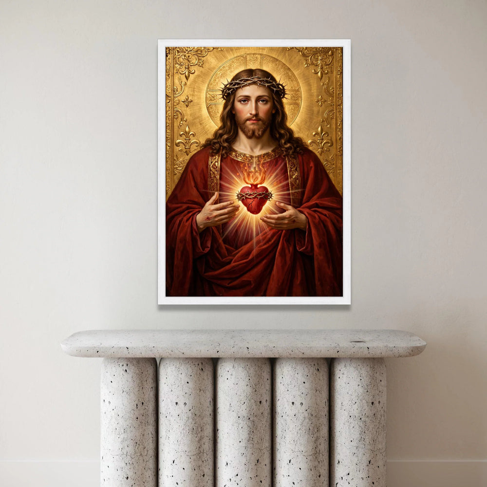 Sacred Heart of Jesus Canvas, Religious Christian Art, Spiritual Wall Decor, Divine Portrait Painting, Inspirational Home Canvas Print Art