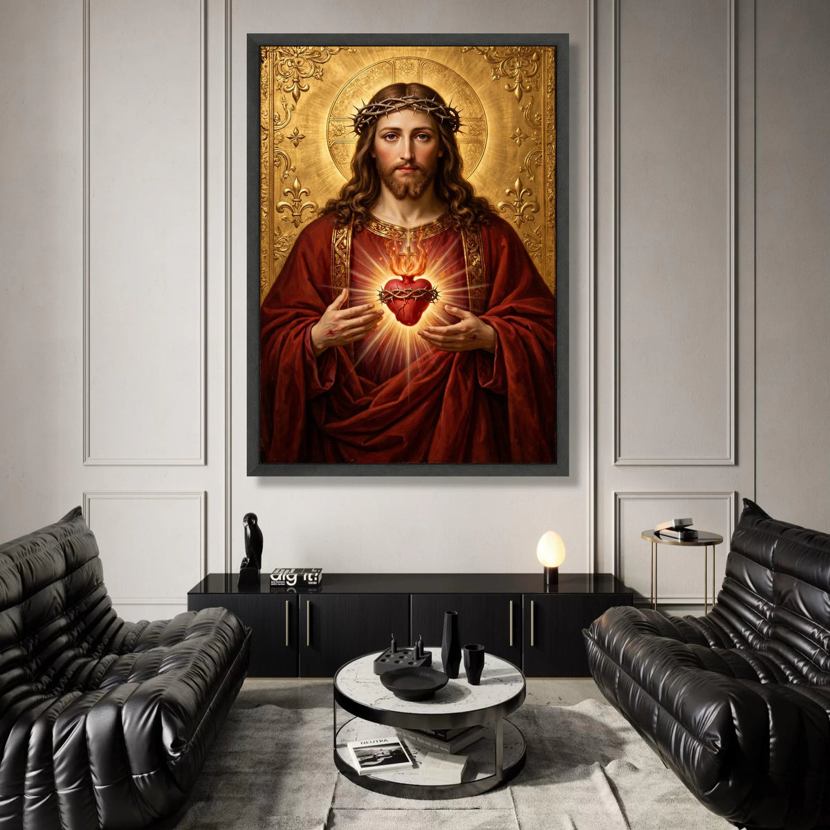 Sacred Heart of Jesus Canvas, Religious Christian Art, Spiritual Wall Decor, Divine Portrait Painting, Inspirational Home Canvas Print Art