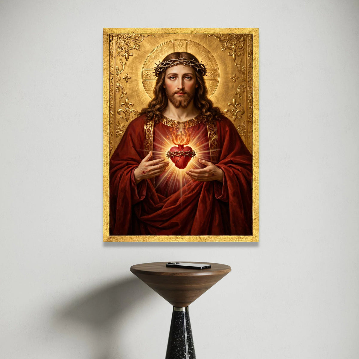 Sacred Heart of Jesus Canvas, Religious Christian Art, Spiritual Wall Decor, Divine Portrait Painting, Inspirational Home Canvas Print Art