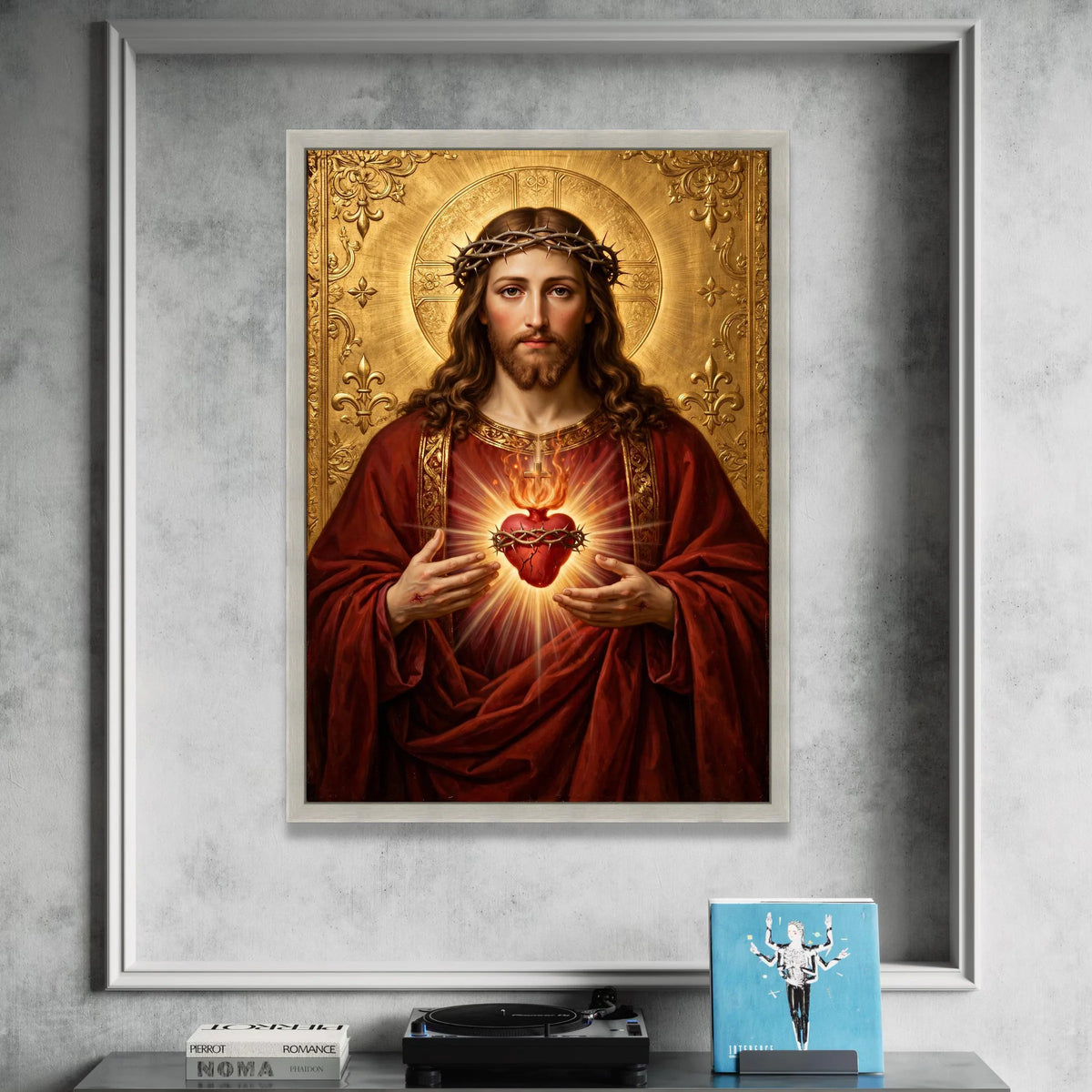 Sacred Heart of Jesus Canvas, Religious Christian Art, Spiritual Wall Decor, Divine Portrait Painting, Inspirational Home Canvas Print Art