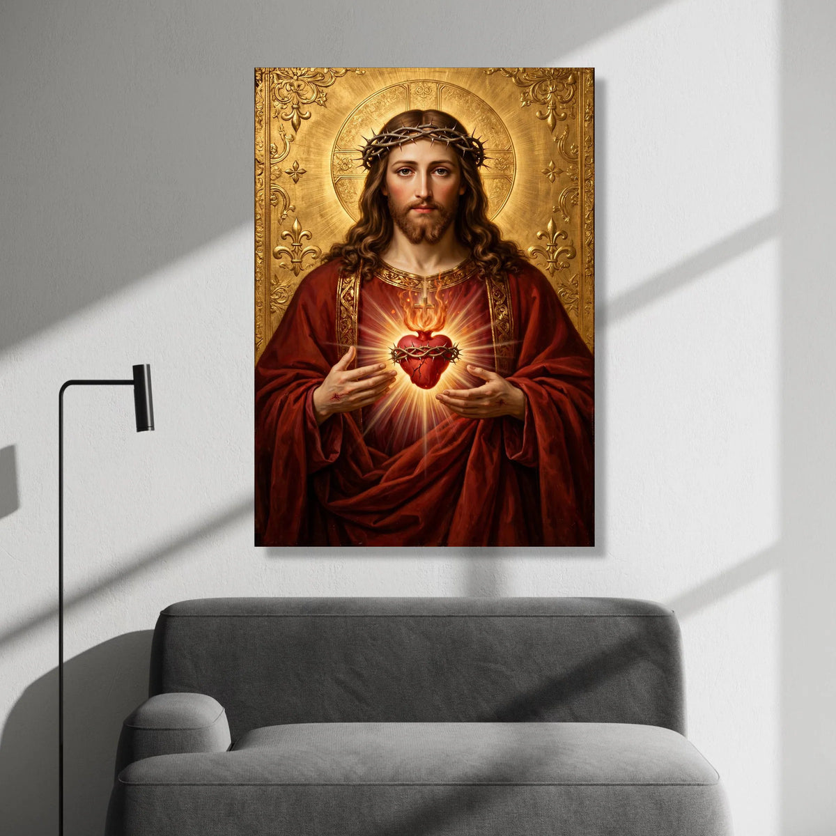 Sacred Heart of Jesus Canvas, Religious Christian Art, Spiritual Wall Decor, Divine Portrait Painting, Inspirational Home Canvas Print Art