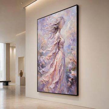 Ethereal Woman with Flowing Hair Canvas, Abstract Feminine Portrait, Soft Pastel Wall Art, Romantic Home Decor, Dreamy Canvas Print Art