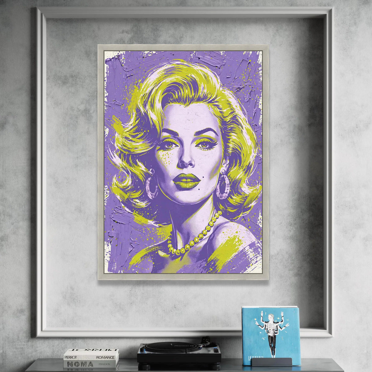 Retro Glam Portrait Canvas, Vintage Pop Art Wall Decor, Modern Home Decoration, Bold Colorful Face Canvas, Statement Wall Canvas Print Art