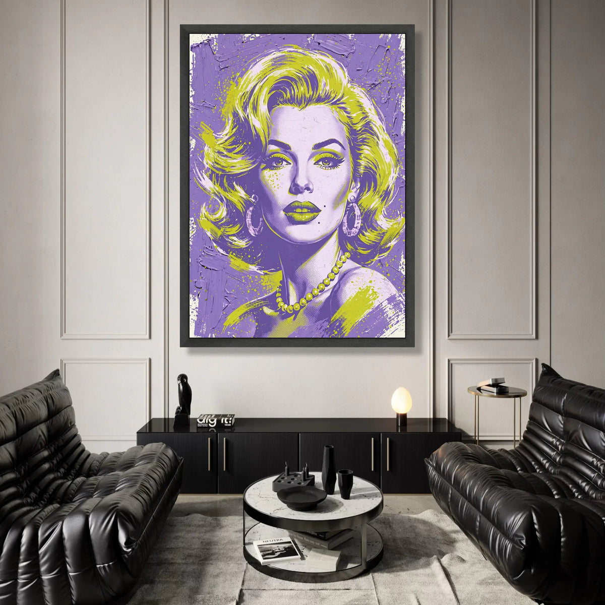 Retro Glam Portrait Canvas, Vintage Pop Art Wall Decor, Modern Home Decoration, Bold Colorful Face Canvas, Statement Wall Canvas Print Art