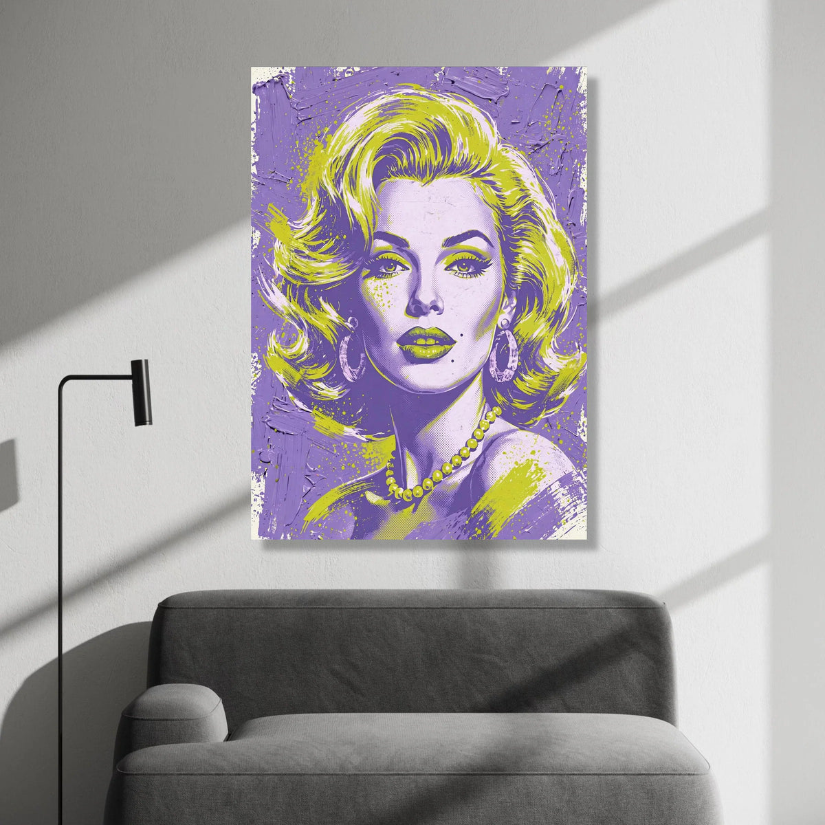 Retro Glam Portrait Canvas, Vintage Pop Art Wall Decor, Modern Home Decoration, Bold Colorful Face Canvas, Statement Wall Canvas Print Art