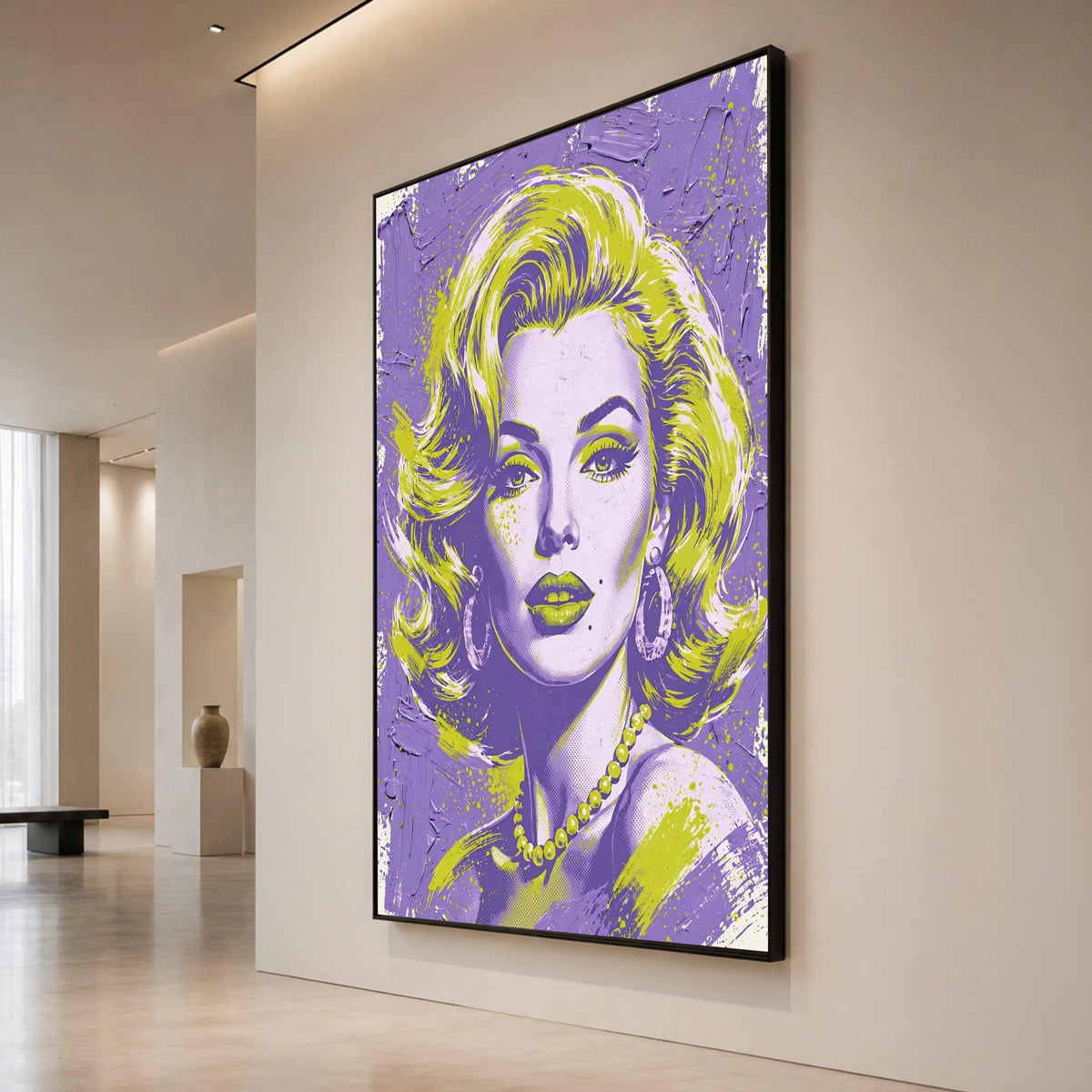 Retro Glam Portrait Canvas, Vintage Pop Art Wall Decor, Modern Home Decoration, Bold Colorful Face Canvas, Statement Wall Canvas Print Art