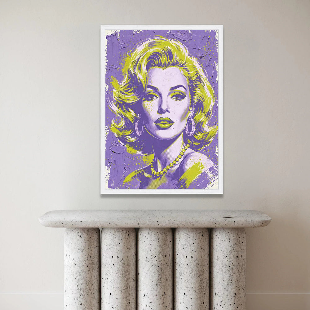 Retro Glam Portrait Canvas, Vintage Pop Art Wall Decor, Modern Home Decoration, Bold Colorful Face Canvas, Statement Wall Canvas Print Art