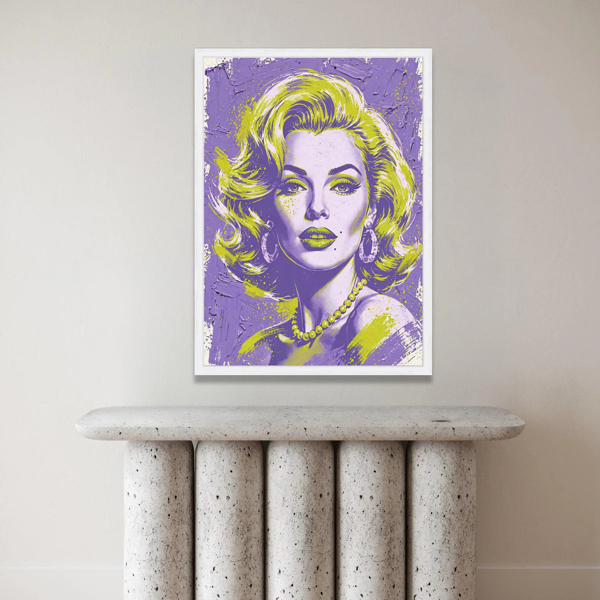 Retro Glam Portrait Canvas, Vintage Pop Art Wall Decor, Modern Home Decoration, Bold Colorful Face Canvas, Statement Wall Canvas Print Art