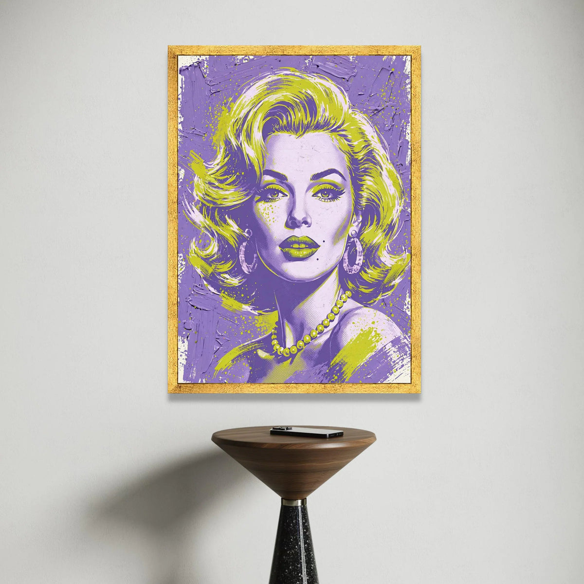 Retro Glam Portrait Canvas, Vintage Pop Art Wall Decor, Modern Home Decoration, Bold Colorful Face Canvas, Statement Wall Canvas Print Art