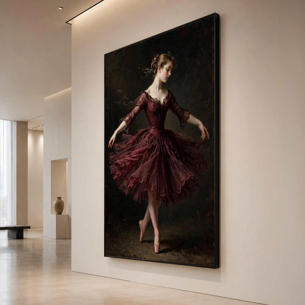 Elegant Ballerina Pose Canvas Wall Art, Vintage Ballet Dancer Painting, Classical Dance Canvas, Graceful Figure Art, Home Canvas Print Art