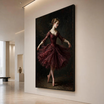 Elegant Ballerina Pose Canvas Wall Art, Vintage Ballet Dancer Painting, Classical Dance Canvas, Graceful Figure Art, Home Canvas Print Art