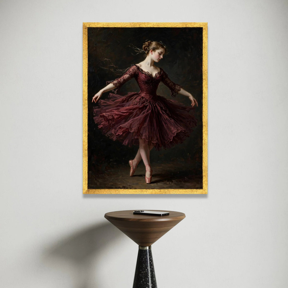 Elegant Ballerina Pose Canvas Wall Art, Vintage Ballet Dancer Painting, Classical Dance Canvas, Graceful Figure Art, Home Canvas Print Art