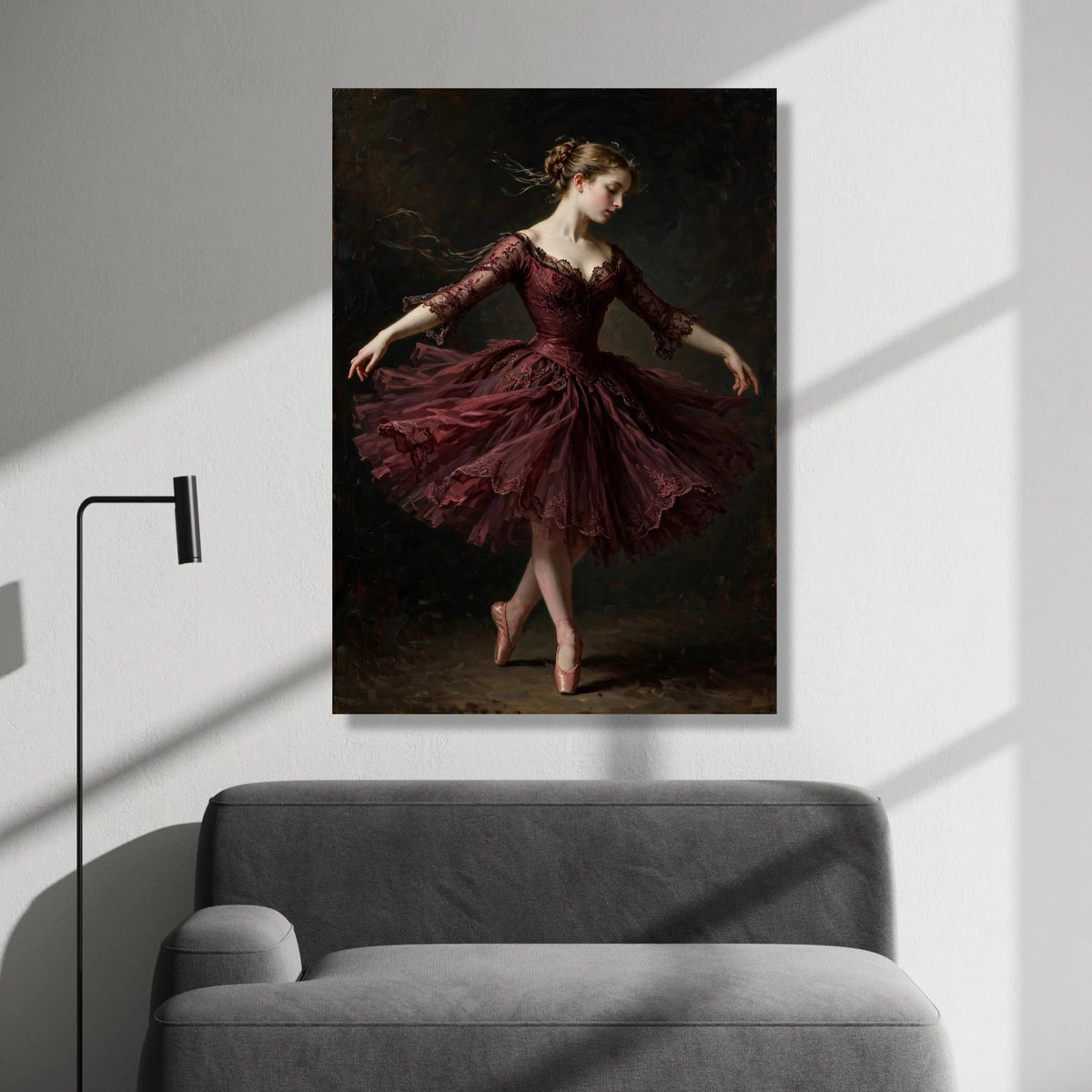 Elegant Ballerina Pose Canvas Wall Art, Vintage Ballet Dancer Painting, Classical Dance Canvas, Graceful Figure Art, Home Canvas Print Art