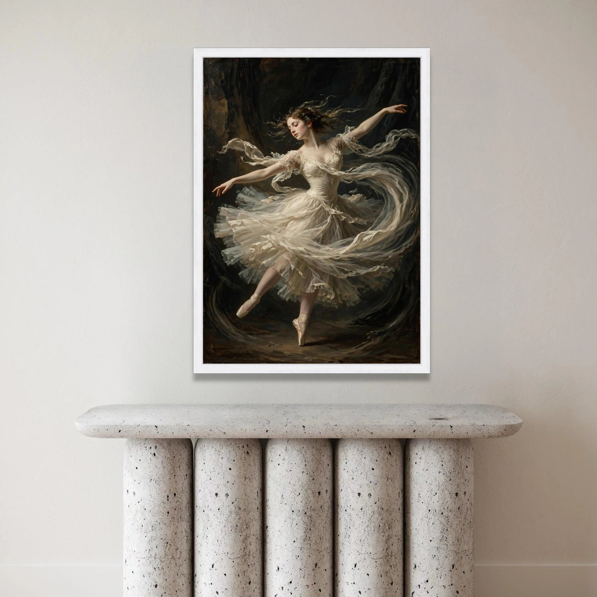 Elegant Ballerina Dance Pose Canvas, Classical Ballet Wall Art, Graceful Dancer Painting, Romantic Ballet Costume Canvas, Canvas Print Art