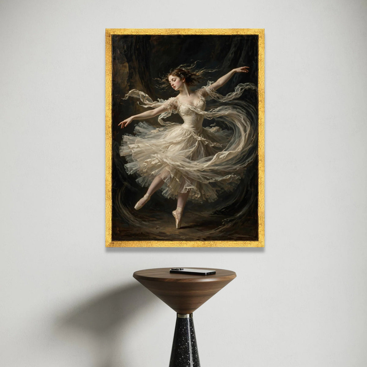 Elegant Ballerina Dance Pose Canvas, Classical Ballet Wall Art, Graceful Dancer Painting, Romantic Ballet Costume Canvas, Canvas Print Art