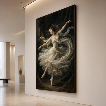 Elegant Ballerina Dance Pose Canvas, Classical Ballet Wall Art, Graceful Dancer Painting, Romantic Ballet Costume Canvas, Canvas Print Art