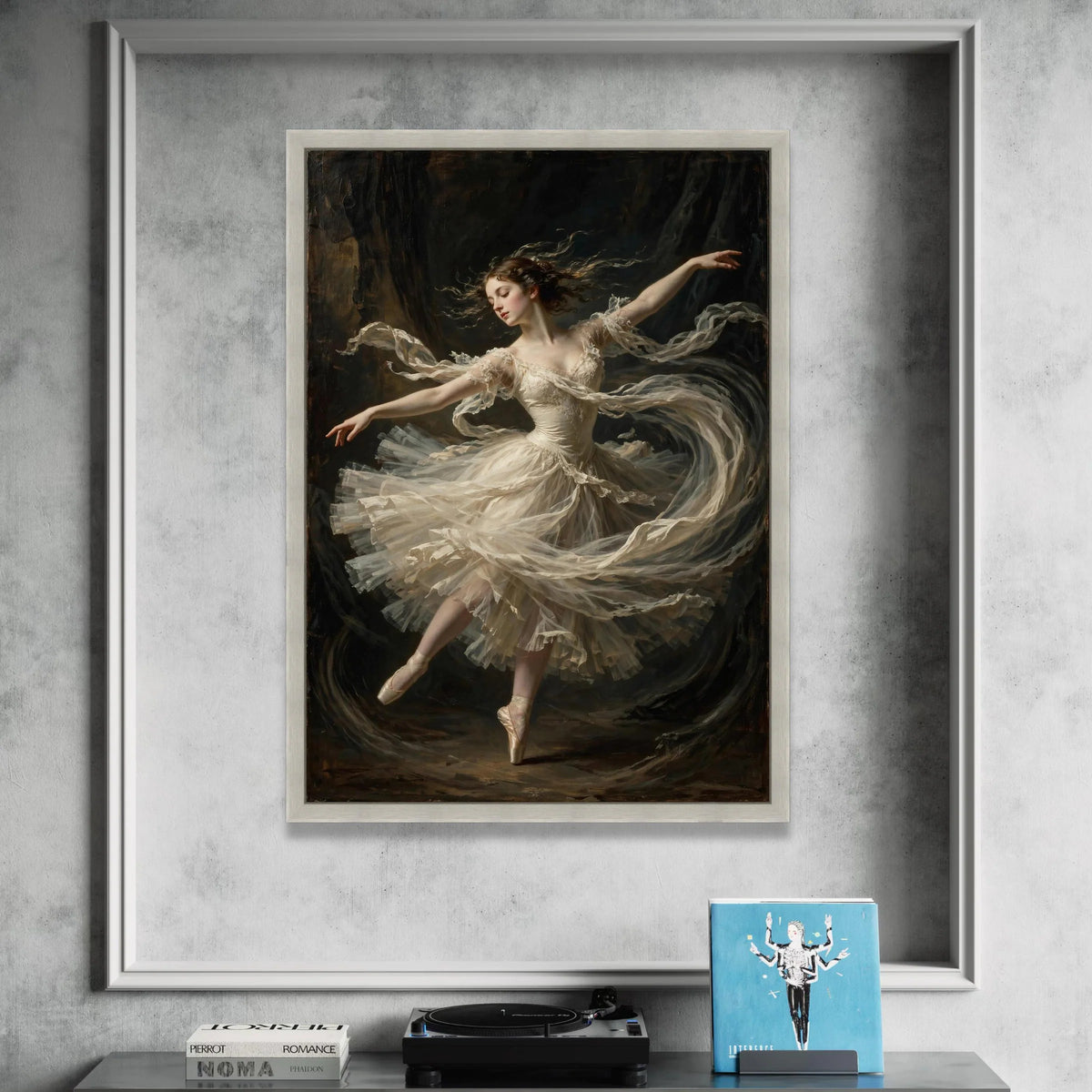 Elegant Ballerina Dance Pose Canvas, Classical Ballet Wall Art, Graceful Dancer Painting, Romantic Ballet Costume Canvas, Canvas Print Art