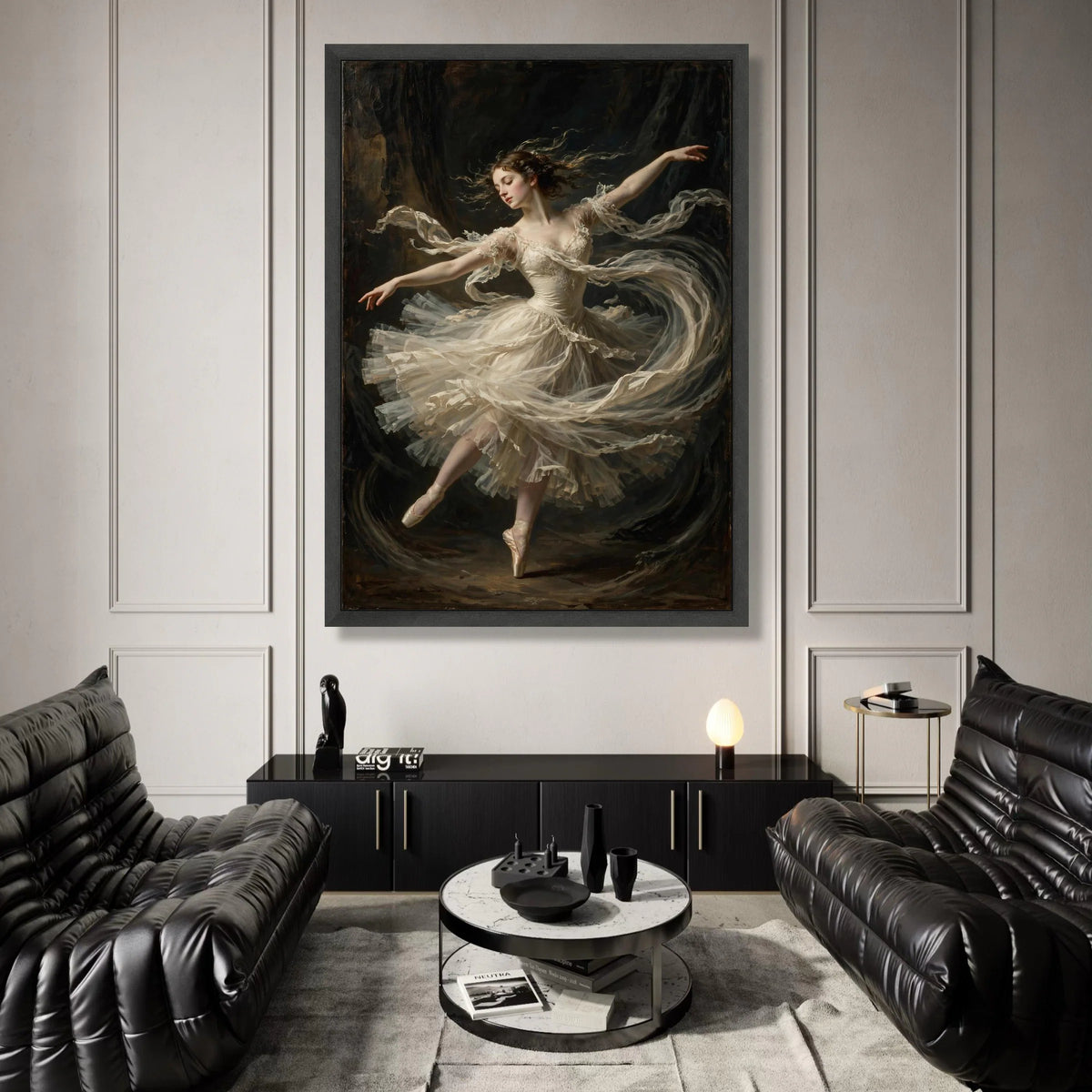Elegant Ballerina Dance Pose Canvas, Classical Ballet Wall Art, Graceful Dancer Painting, Romantic Ballet Costume Canvas, Canvas Print Art