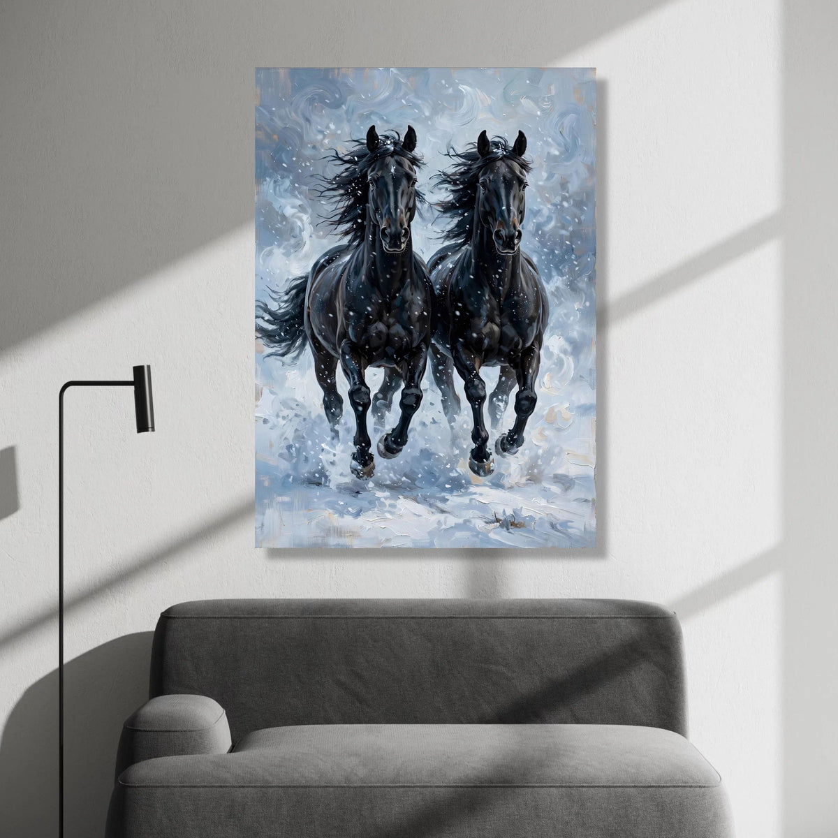 Majestic Black Horses Running Canvas, Dynamic Animal Wall Art, Galloping Horses Print, Nature Wildlife Canvas, Home Canvas Print Art