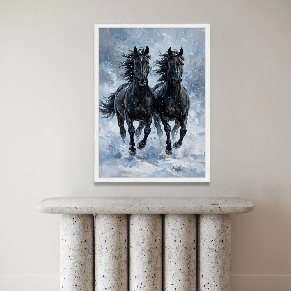 Majestic Black Horses Running Canvas, Dynamic Animal Wall Art, Galloping Horses Print, Nature Wildlife Canvas, Home Canvas Print Art