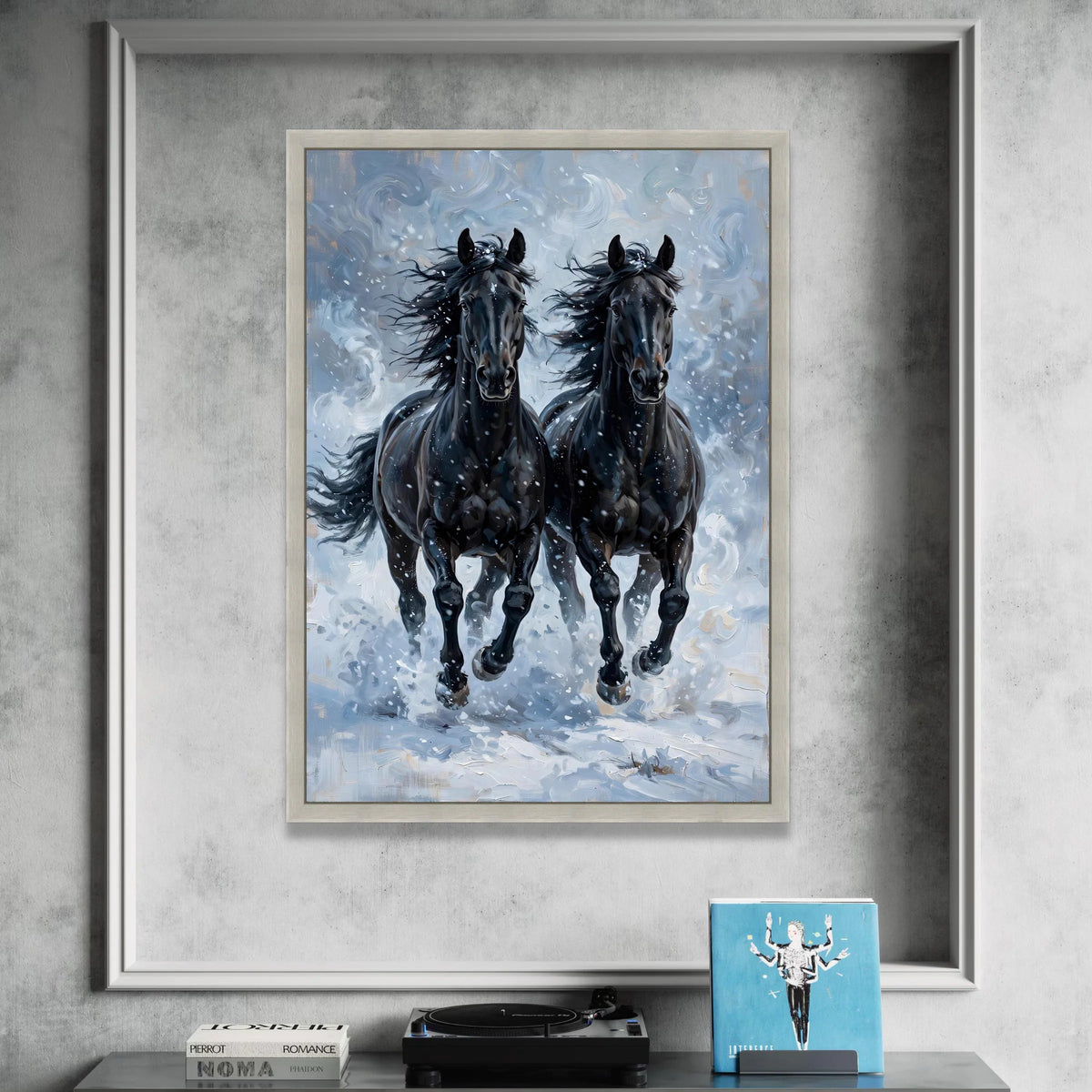 Majestic Black Horses Running Canvas, Dynamic Animal Wall Art, Galloping Horses Print, Nature Wildlife Canvas, Home Canvas Print Art