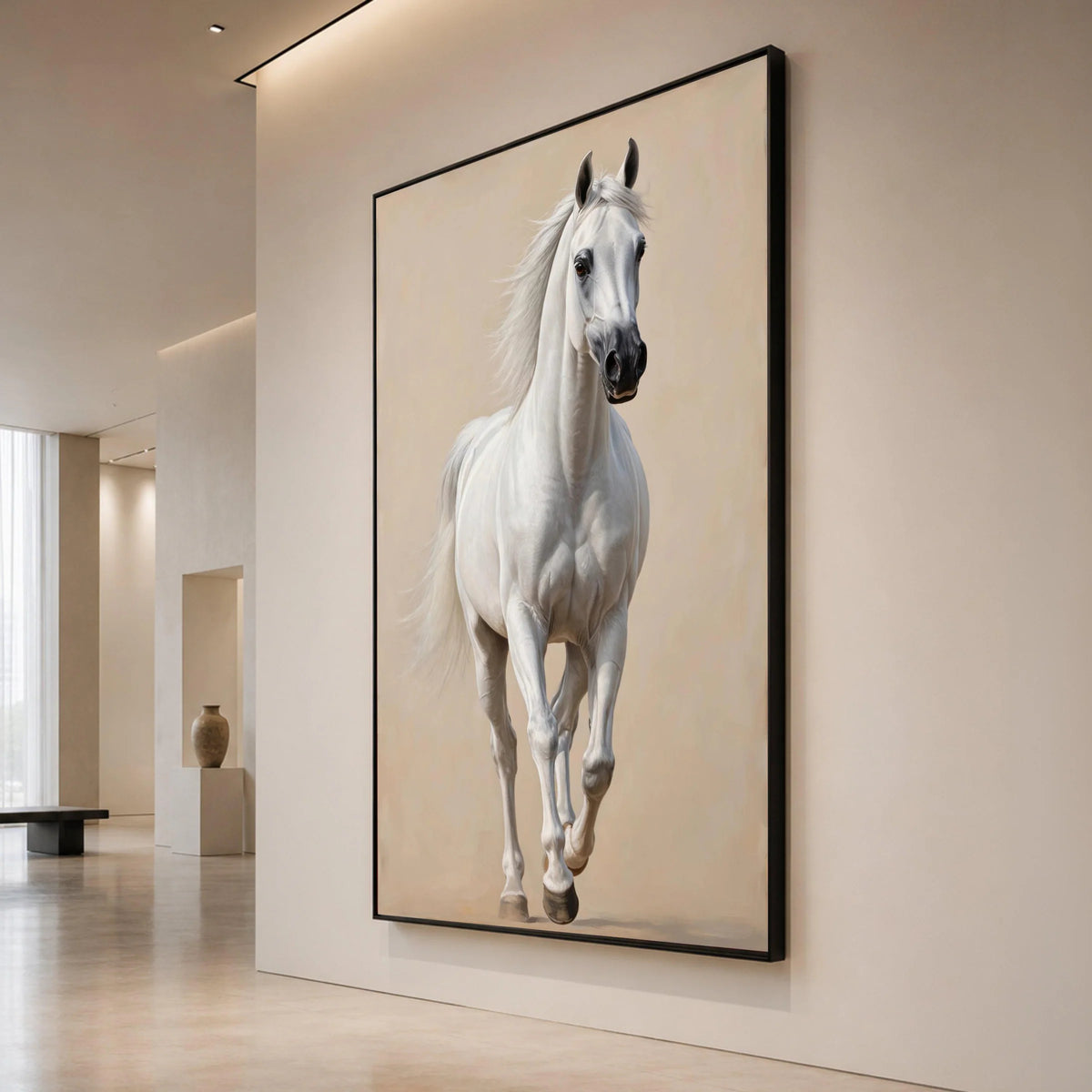 Majestic White Horse Canvas Wall Art, Running Horse Print, Elegant Animal Decor, Equestrian Art, Nature Wild Horse Canvas Canvas Print Art