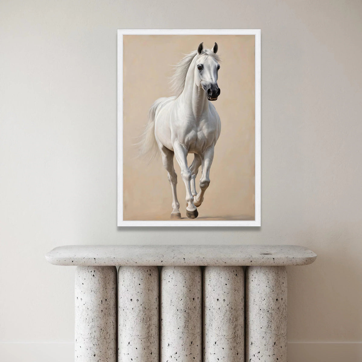 Majestic White Horse Canvas Wall Art, Running Horse Print, Elegant Animal Decor, Equestrian Art, Nature Wild Horse Canvas Canvas Print Art