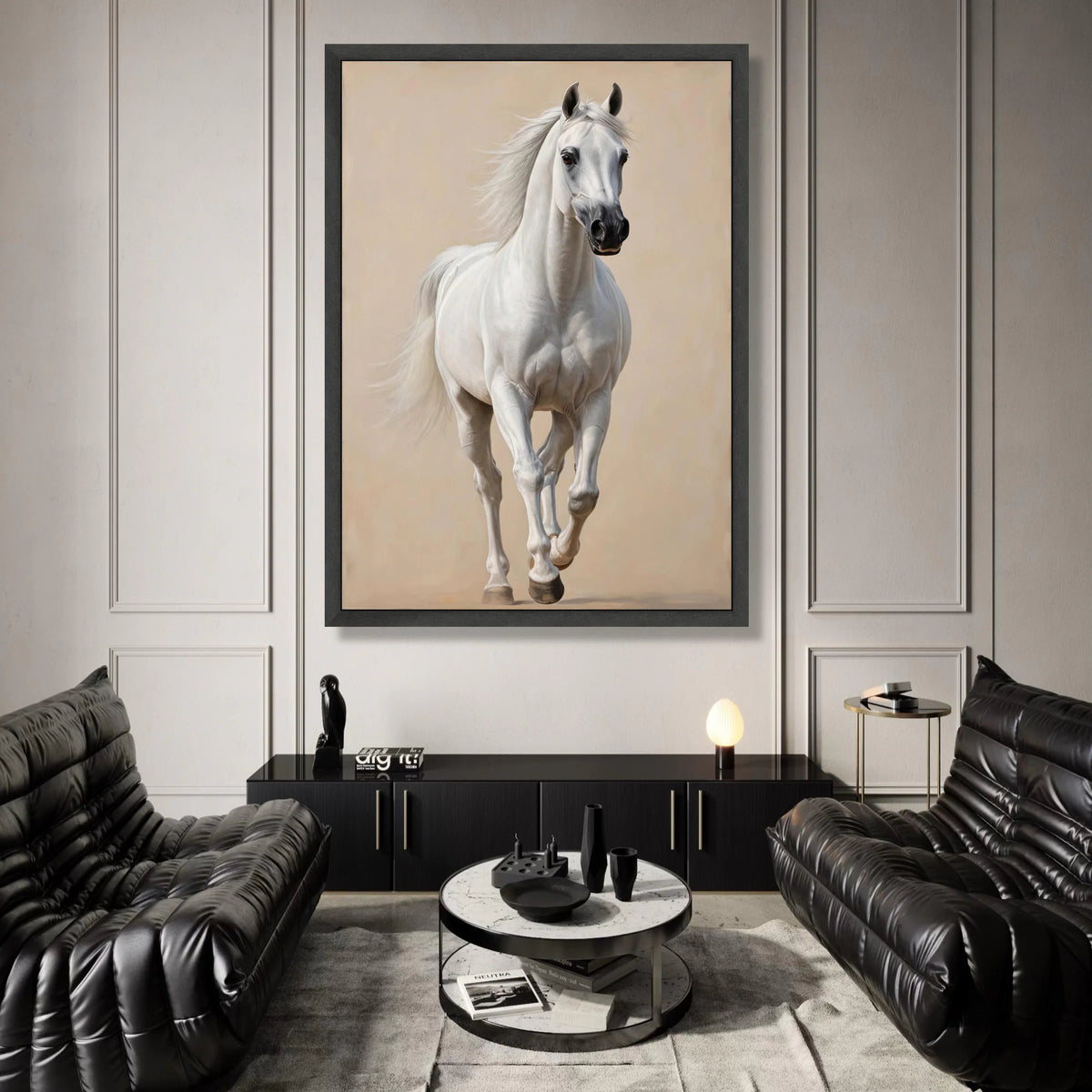 Majestic White Horse Canvas Wall Art, Running Horse Print, Elegant Animal Decor, Equestrian Art, Nature Wild Horse Canvas Canvas Print Art