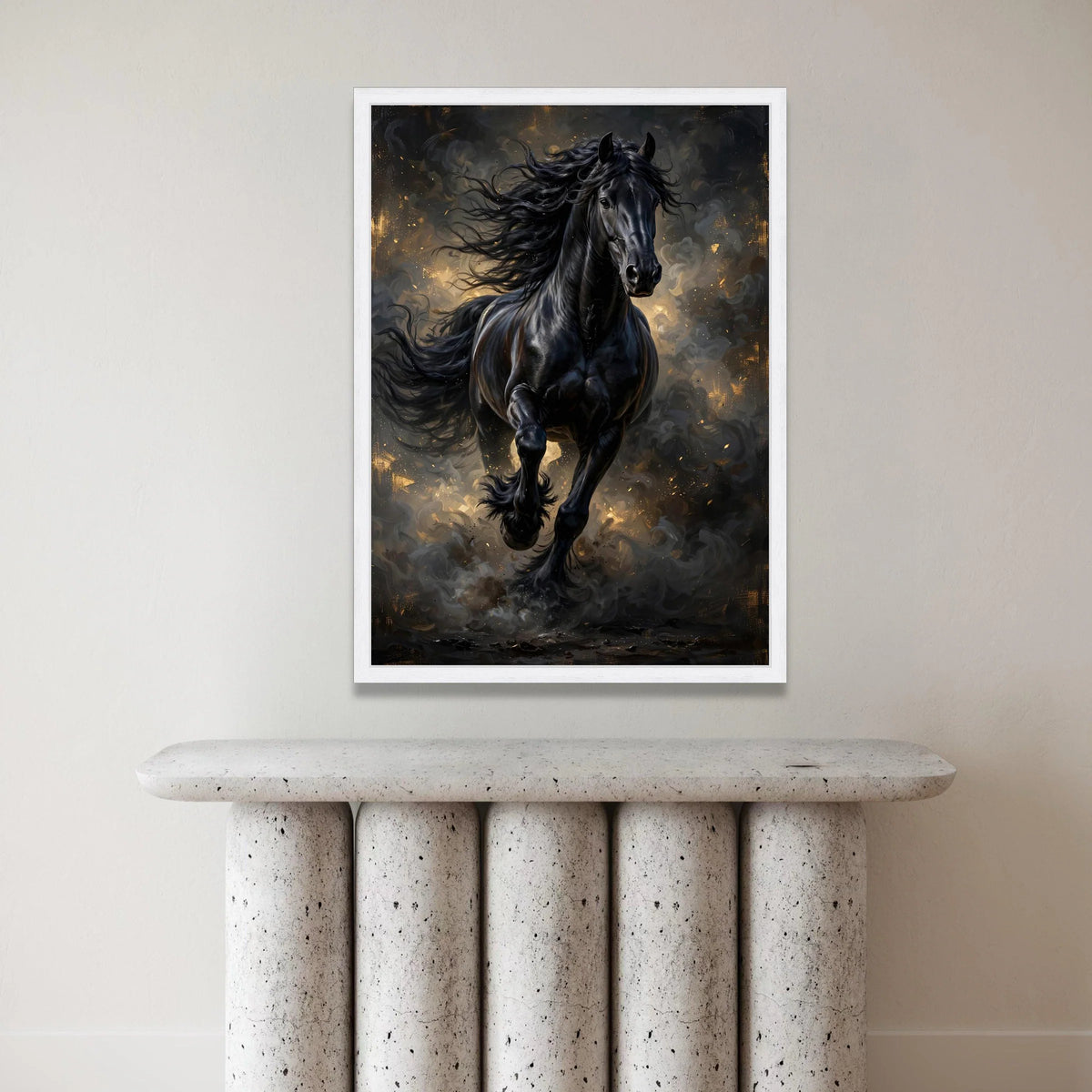 Majestic Black Stallion Canvas Wall Art, Running Horse Painting, Wild Animal Artwork, Equestrian Home Decor, Dramatic Horse Canvas Print Art