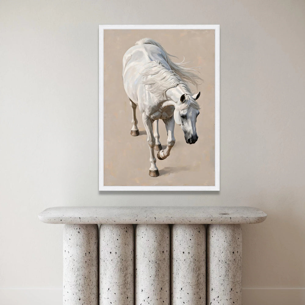 Majestic White Horse Canvas Wall Art, Elegant Animal Painting, Farmhouse Decor, Equine Artwork, Living Room Decoration Canvas Print Art