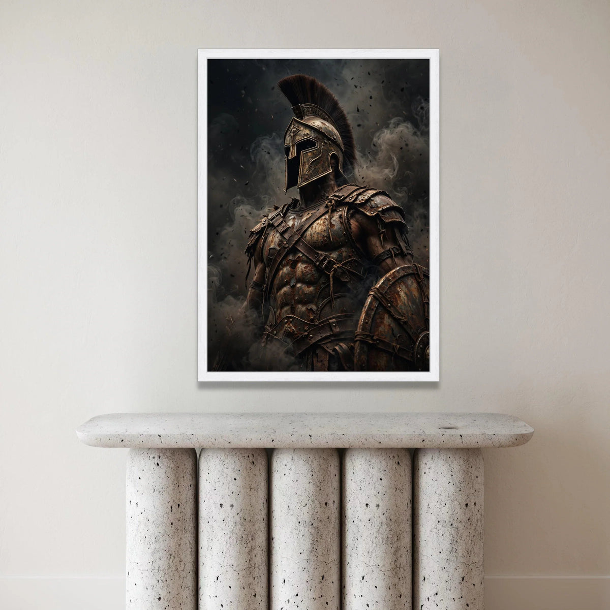 Epic Ancient Spartan Warrior Canvas, Historical Armor Wall Art, Gladiator Helmet Canvas, Battle Scene Decoration, Ready to Canvas Print Art