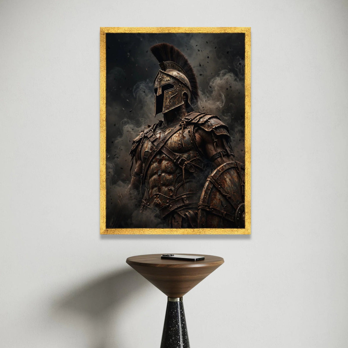 Epic Ancient Spartan Warrior Canvas, Historical Armor Wall Art, Gladiator Helmet Canvas, Battle Scene Decoration, Ready to Canvas Print Art